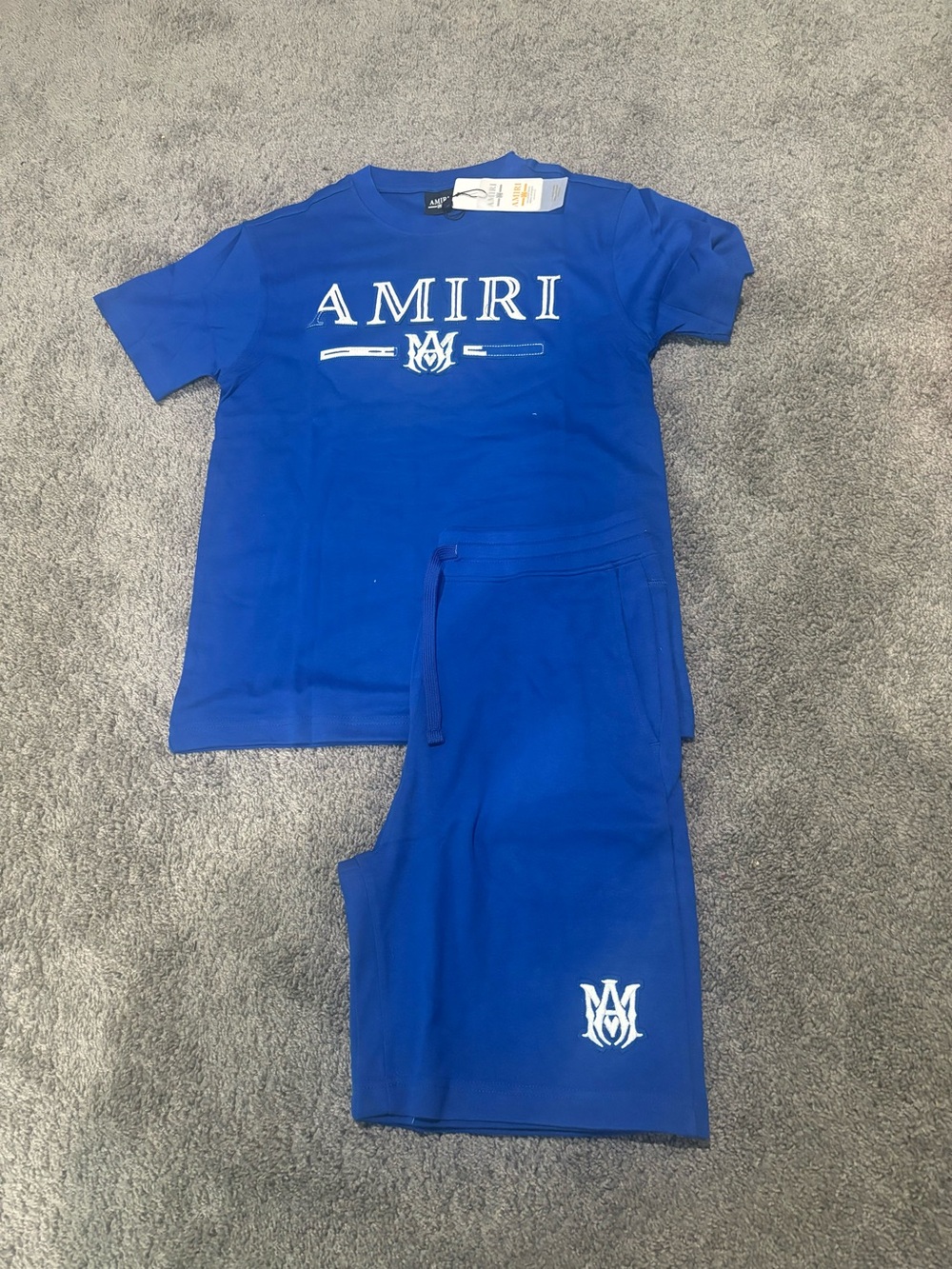 AMIRI Blue Logo Tee and Shorts Set